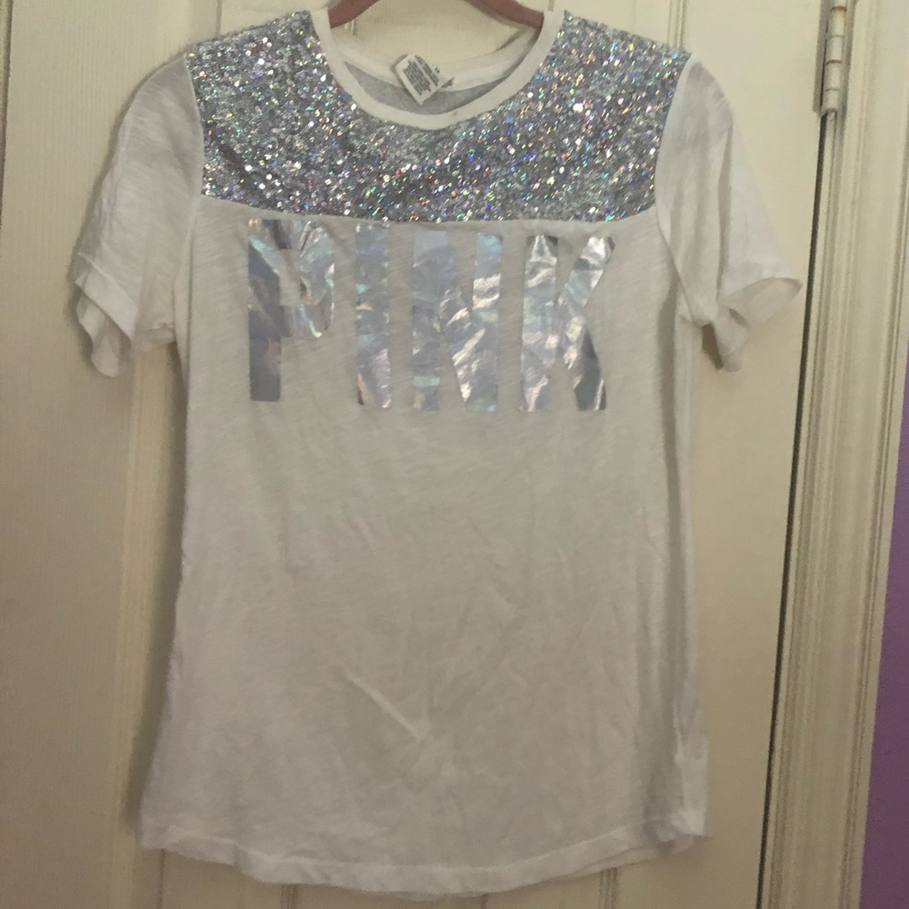 White PINK Shirt With Sequins
